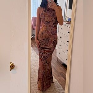 ItalianVintage Janine Halter Evening Gown Multicolor Metallic Mosaic size S